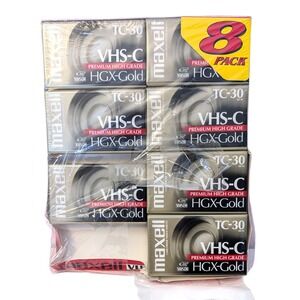 Maxell VHS-C Hgx-Gold Tc-30 Premium High Grade Camcorder Tapes 7 Pack Sealed New